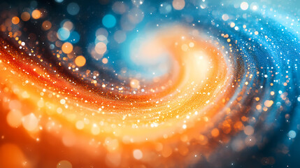Wall Mural - spiral galaxy with orange and blue structure