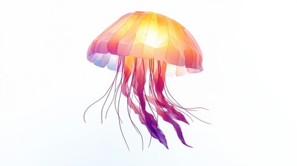 Canvas Print - Beautiful stylized jellyfish with vibrant colors floating gracefully alone