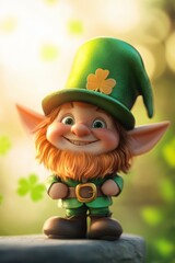 Wall Mural - Cute Leprechaun fairy and green decorations of St. Patrick’s Day.