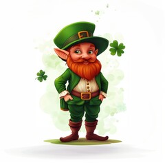 Wall Mural - Cute Leprechaun fairy and green decorations of St. Patrick’s Day.