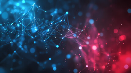 Abstract blue and red lines connected forming a network structure