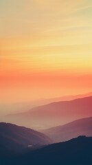 Wall Mural - photography of minimal sunset with hillside landscape sunset outdoors horizon.