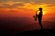 © Trionorejo - Saxophonist sunset silhouette mountainscape