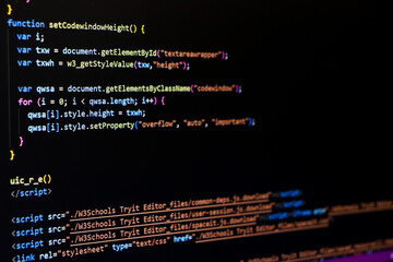 Programming coding screen, web developer coding screen