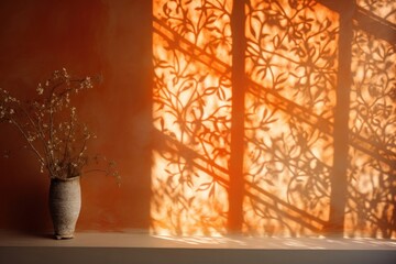 Wall Mural - Wall window shadow plant.