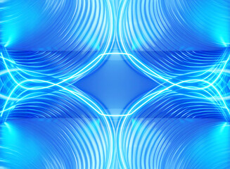 Wall Mural - abstract blue light pattern with symmetrical curves and a central diamond shape. bright and dynamic 