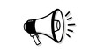 © Firdaus - Megaphone Loudspeaker Announcement Icon with Sound Waves Black and White
