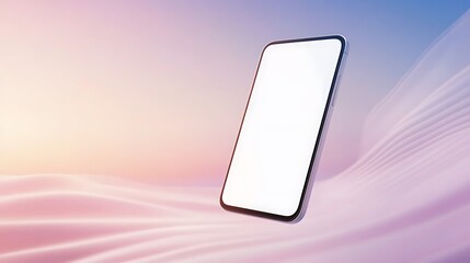 Fototapete - Blank smartphone against a soft gradient background, ideal for showcasing apps or technology concepts.