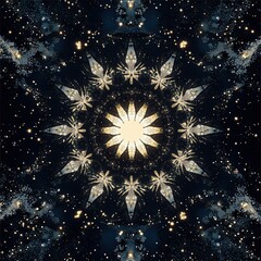 Wall Mural - abstract cosmic kaleidoscope starburst of light in deep space with glittering particles