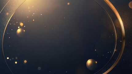 Wall Mural - elegant abstract background with golden circles, bokeh lights, and dark gradient for luxury designs