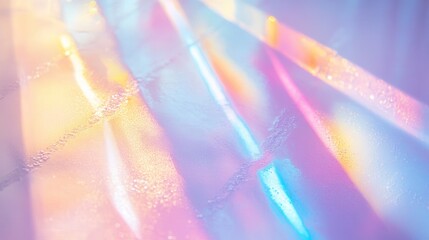 Wall Mural - abstract rainbow light refraction on textured surface pastel holographic background