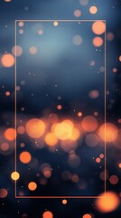 Wall Mural - elegant dark blue bokeh background with golden frame and blurred lights