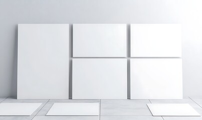 Poster - Blank white canvases arranged neatly on a light surface.
