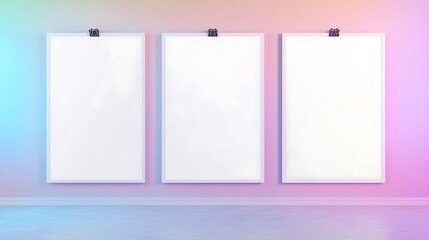 Poster - Three blank frames on a colorful wall, ready for artwork or information display.