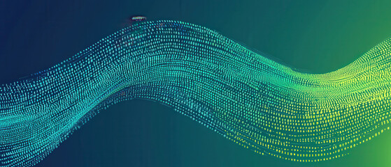 Flowing river of binary code in vibrant colors, representing digital data
