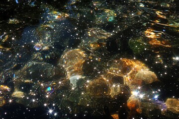 Wall Mural - ethereal water surface with sparkling light reflections - abstract texture
