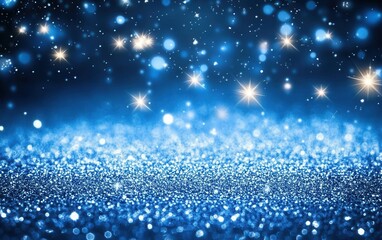 Wall Mural - sparkling blue glitter background with bokeh and starbursts for christmas and holiday designs