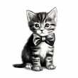 © Eljaxxx - Bow Tie Kitten Portrait: An adorable kitten with expressive eyes and a stylish bow tie sits gracefully, showcasing its endearing charm and captivating gaze in a monochromatic portrait.
