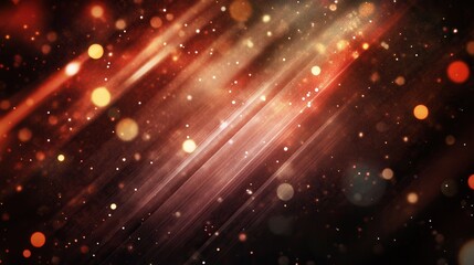 Wall Mural - ethereal abstract background with golden bokeh lights and diagonal streaks in warm red and brown ton