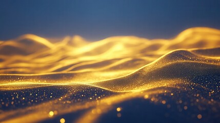 Wall Mural - abstract golden particle wave background with dark blue gradient luxurious, elegant texture.