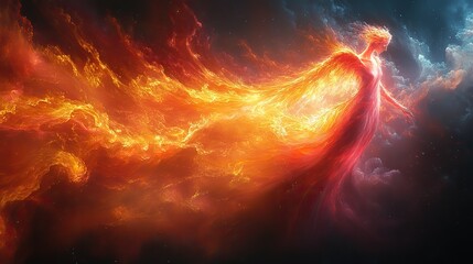 Poster - angelic grace abstract portrayal of an angel merging with light and color