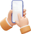 © Tapasma - Hand holding smartphone 3d icon isolated