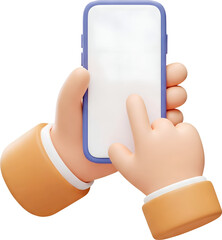 Hand holding smartphone 3d icon isolated