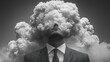 © Thoa - businessman with cloud instead of head black and white conceptual image