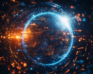 Global network, data flow, future tech