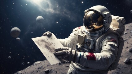 An astronaut in a spacesuit floats in space with Earth in the background