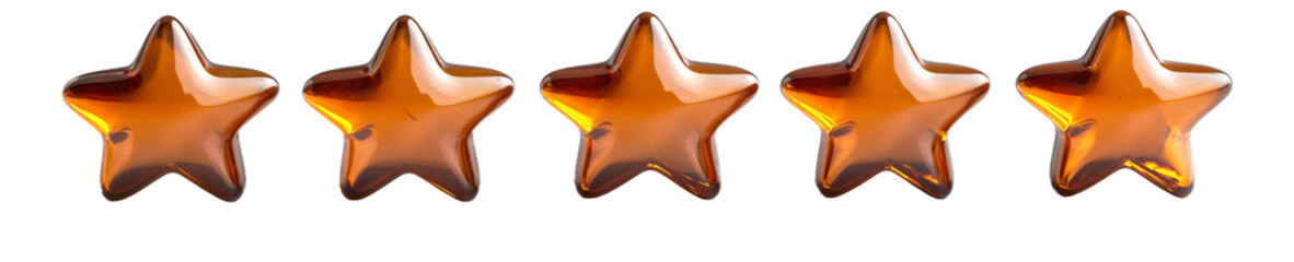 Wall Mural - Row of five stars made of glass, isolated