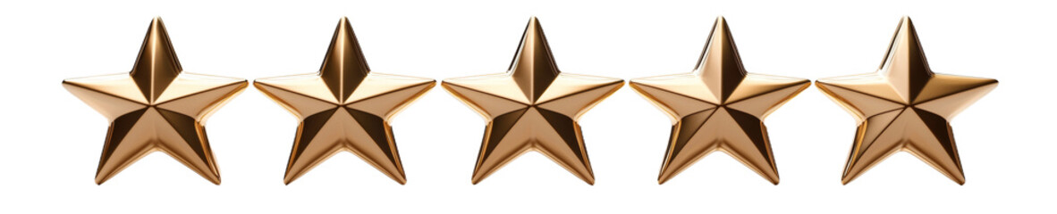 Wall Mural - Five gold stars are lined up in a row, isolated