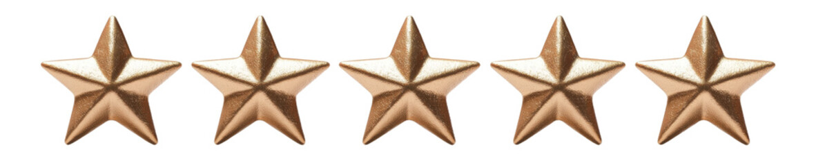 Wall Mural - Five gold stars are lined up in a row, isolated