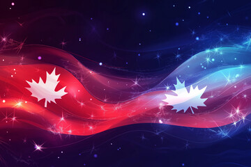 Wall Mural - vibrant canadian flag waves in celebration festive night scene digital art sparkling background patr