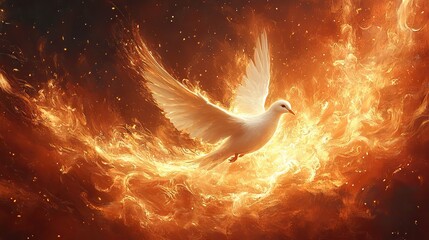 Leinwandbilder - holy spirit dove in flames white dove in the fire on the background of an oil painting digital painting