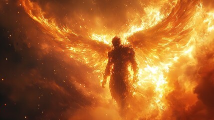 Aufkleber - illustration of a man in the form of an angel on fire
