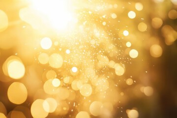 Wall Mural - blinding white sunlight flares burst across a soft yellow glow, lens sparks dance in a warm, radiant