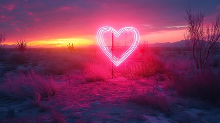 Aufkleber - neon text art in dreamy landscapes neon sign love like jesus in the desert at sunrise