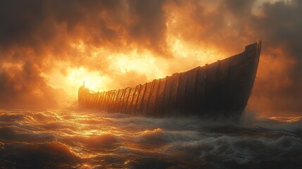 Leinwandbilder - noah and the flood m genesis 6 the ark during the flood digital painting