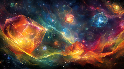 Wall Mural - colorful abstract space background featuring a vibrant array of colors and textures in a cosmic sett