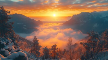 Leinwandbilder - panoramic view of the mountains at sunrise