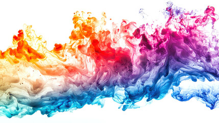 Wall Mural - an explosion of colorful watercolor ink on a white background. multicolored ink, shimmering with all