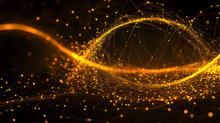 Wall Mural - glowing yellow light emanating from a spherical object against a dark background