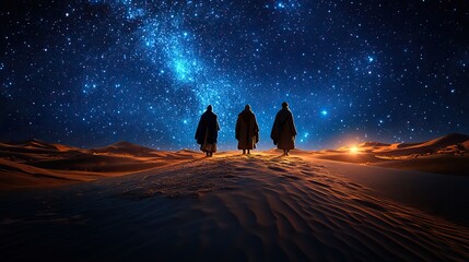 Aufkleber - scene of the three wise men in the desert