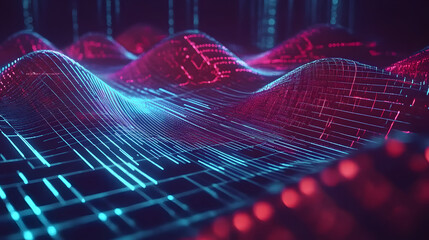 Wall Mural - abstract 3d wireframe background loop with dynamic movement and fluid motion effects
