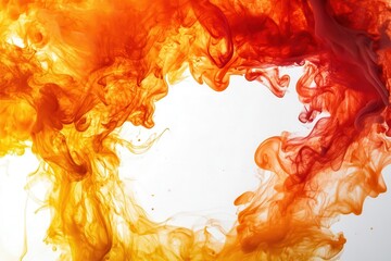 Wall Mural - flaming border curling around a crisp white void, vivid oranges and yellows licking upward, smoky sh
