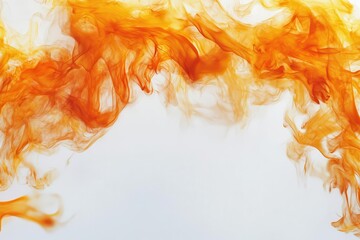 Wall Mural - flaming border curling around a crisp white void, vivid oranges and yellows licking upward, smoky sh