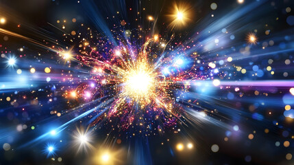 Wall Mural - abstract background featuring vibrant colorful lights and twinkling stars in a cosmic setting
