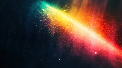 Canvas Print - vibrant multicolored light beam with glittering particles in dark background
