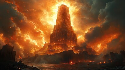 Poster - the tower of babel m genesis 11 digital painting